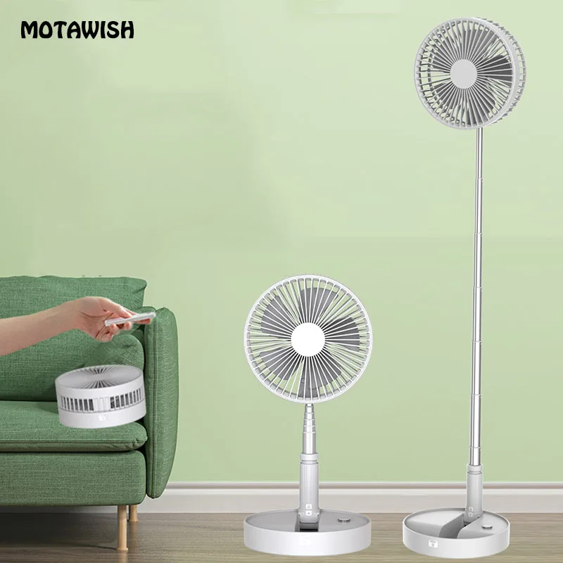 MOTAWISH folding telescopic mini fan USB rechargeable floor fan for student portable small electric dormitory bed office desktop