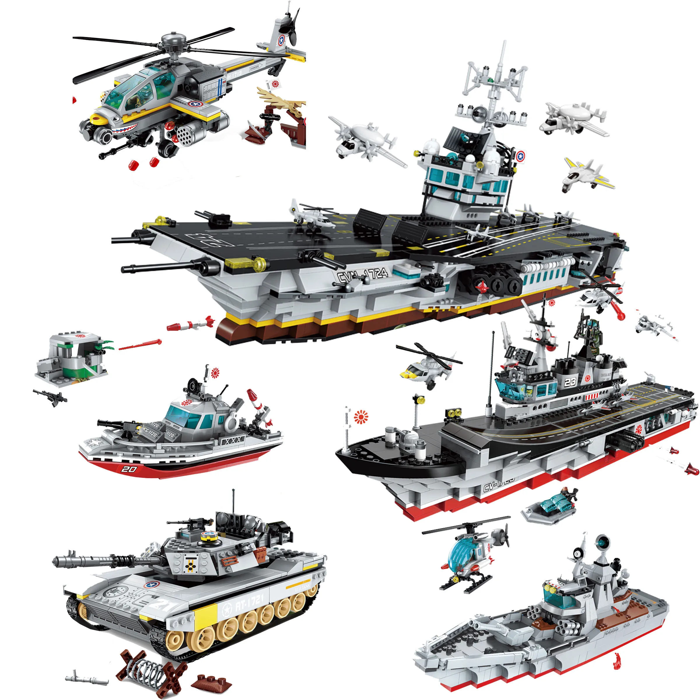 Military Building Block Battle Army Navy Force Aircraft Marines Carrier Battle Group Educational Bricks Toy Boy Gift