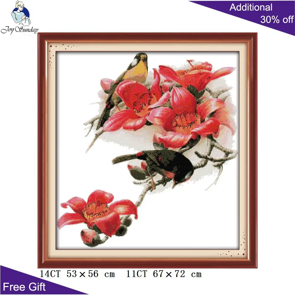 Joy Sunday-Red-Billed Bird Nest, Reunion Garden, Leiothrix, Alcedo, Atthis Bengalensis, Cross Stitch, D089 D108 D110 D117 D118