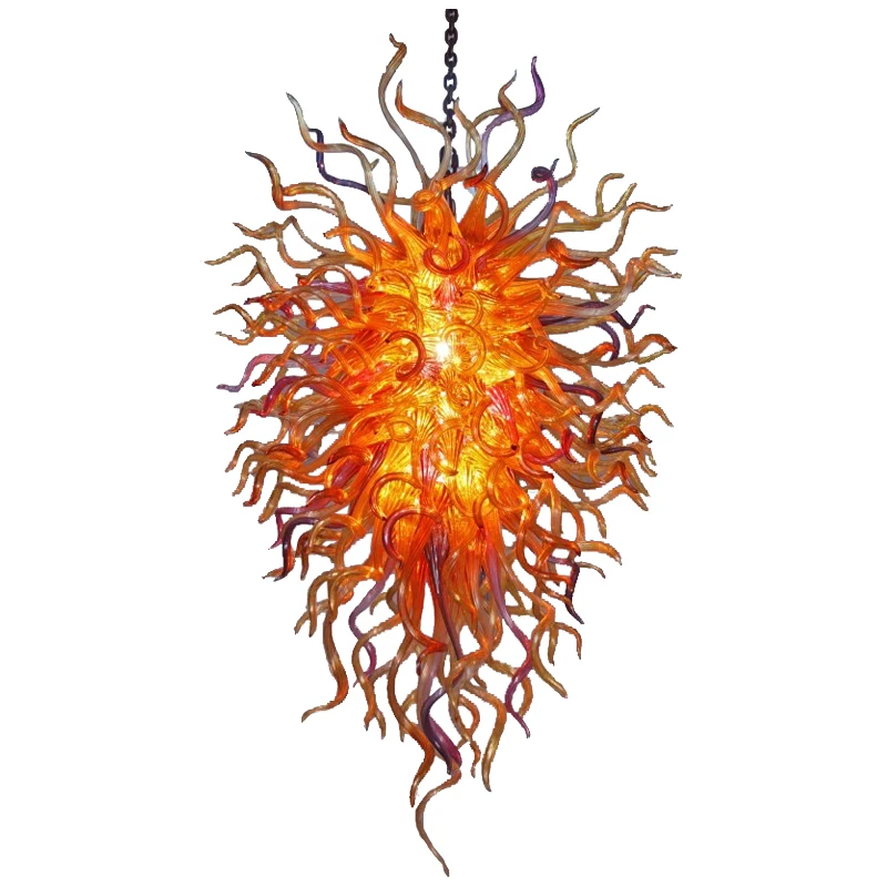 

Contemporary Orange Color Chandeliers Art Lighting Hand Blown Glass Chandelier Lamps LED Lights for Living Room Decoration