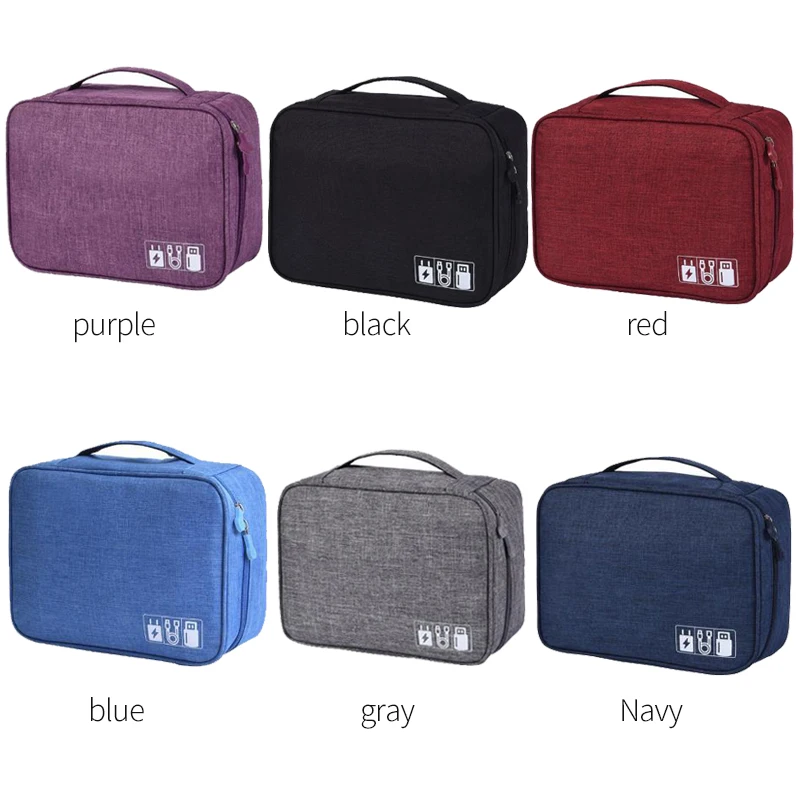 Wobag New Polyester Mens Travel Electronic Accessories Travel Bag Organizer For Date Line SD Card USB Cable Digital Device Bag