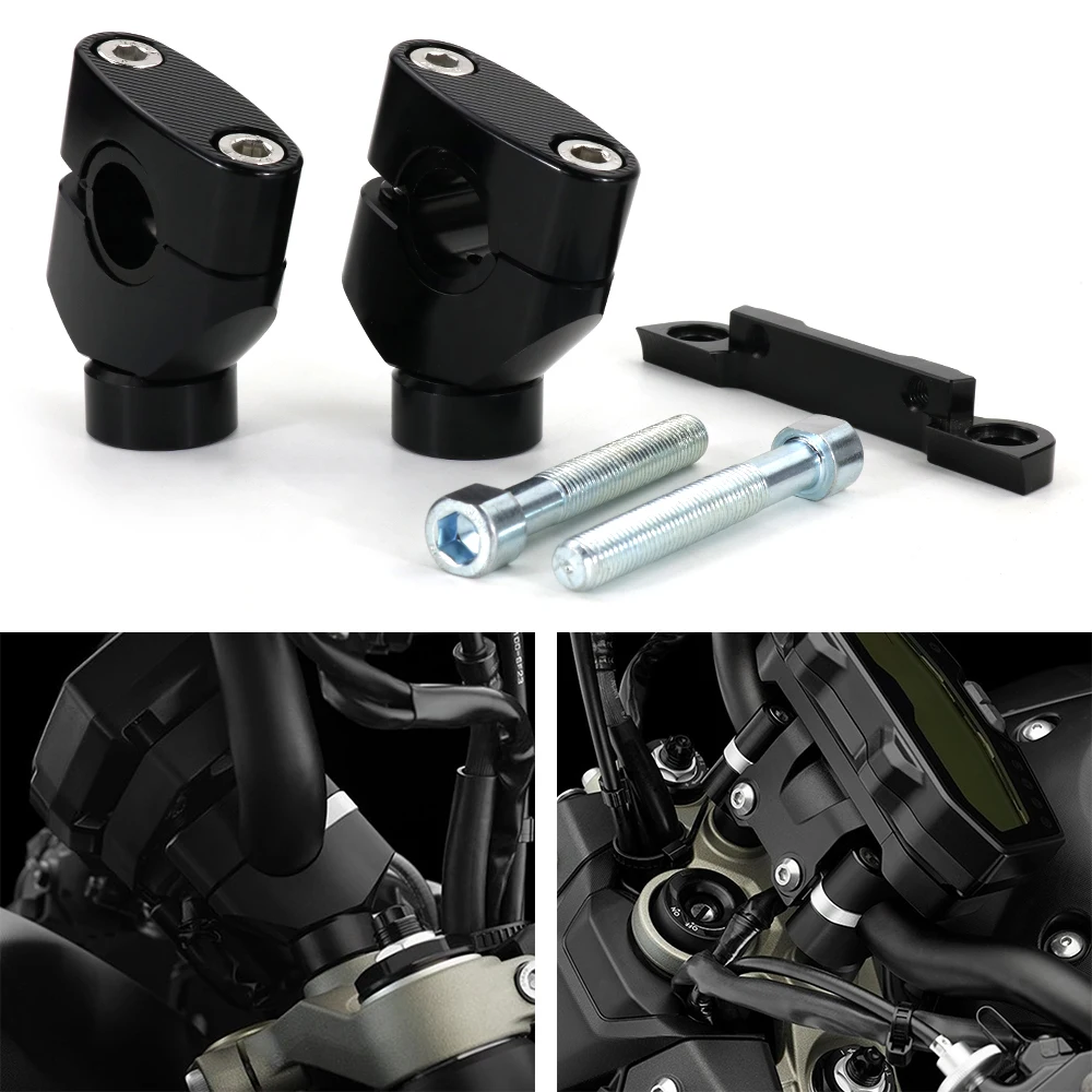 Handlebar Riser Bar Clamp Set Mounts Fit For FatBar 28.6mm and OEM Handlebar 22.2mm Bikers Yamaha MT-07 FZ-07 2015-2020