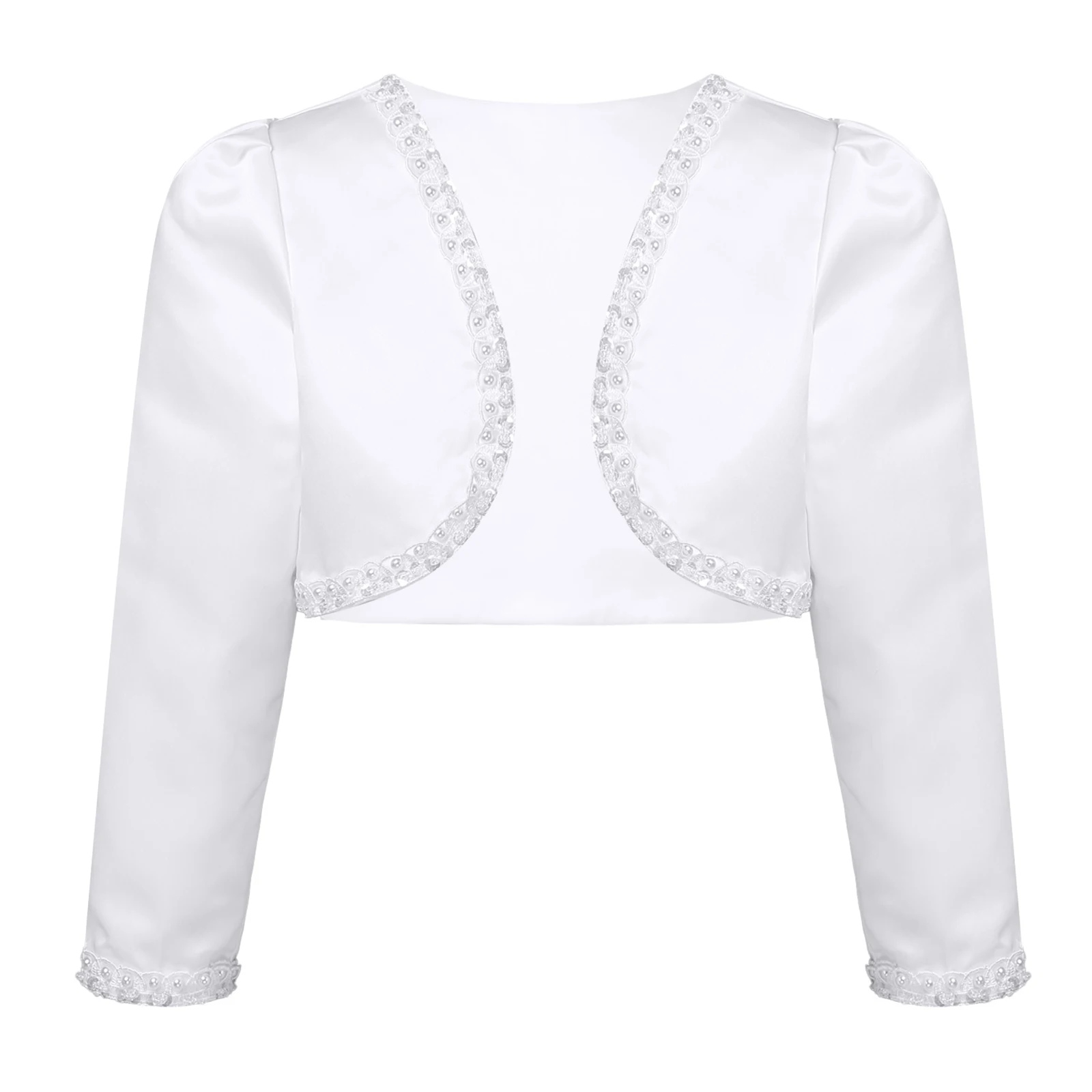 Giacca a maniche lunghe per bambini Bolero in rilievo bianco coprispalle da sposa mantelli da sposa scialle Cardigan capispalla cappotti abiti da