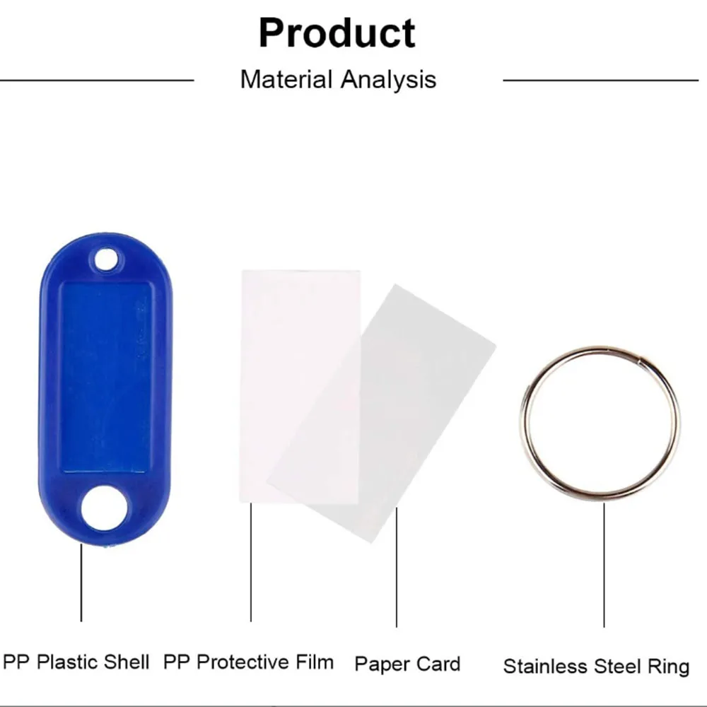 سلسلة مفاتيح متعددة الألوان ، علامات تسمية معرف المفتاح ، بطاقة تصنيف الأرقام ، خواتم مفاتيح الفنادق والأمتعة ، ألوان عشوائية