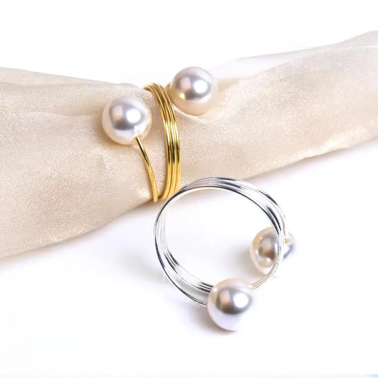 Pearl Napkin Ring Napkin Ring Holder Napkin Ring Wedding Silver Gold Color for Table Decoration New Arrival SN3155