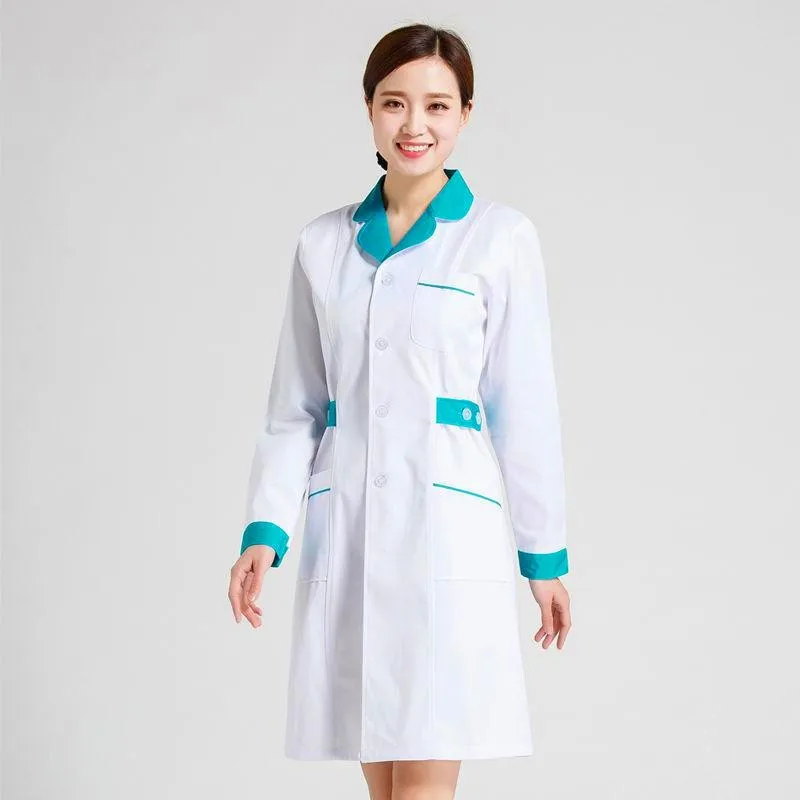 Nurse Uniforms Long-sleeved Laboratory White Coat Doctor Service Female Nurse Service Pharmacy Overalls Beauty Salon Uniform 3XL