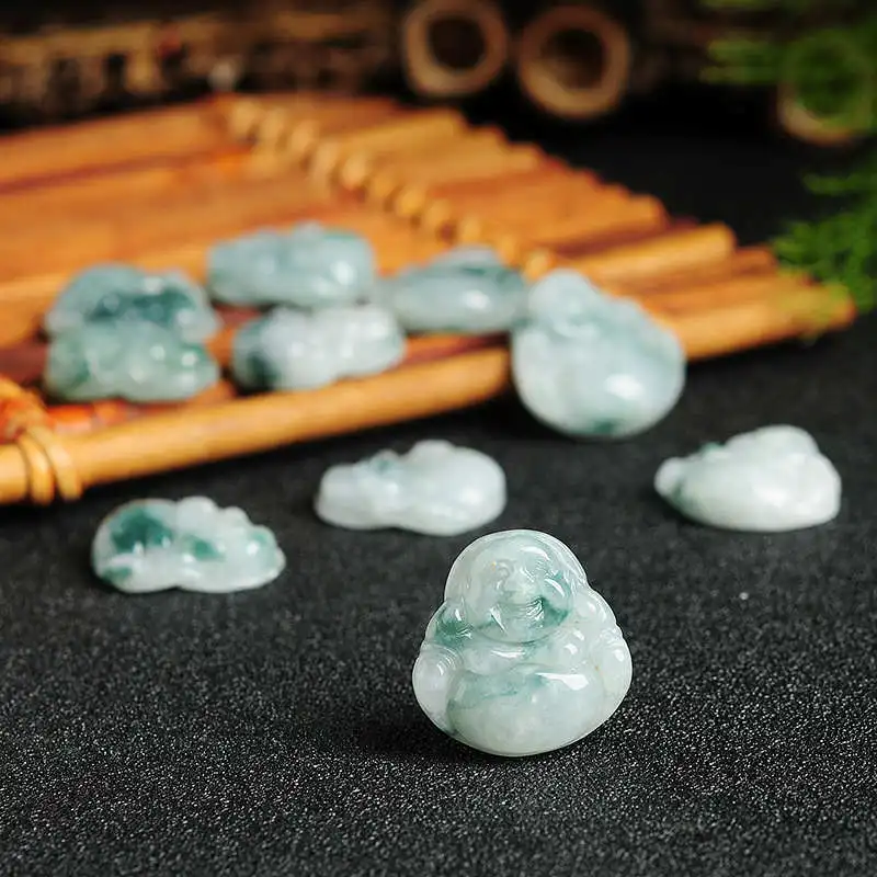 

10PCS Jadeite Mile FO small amulets Natural Jadestone Smile Buddha Charms 2024 New TBP478