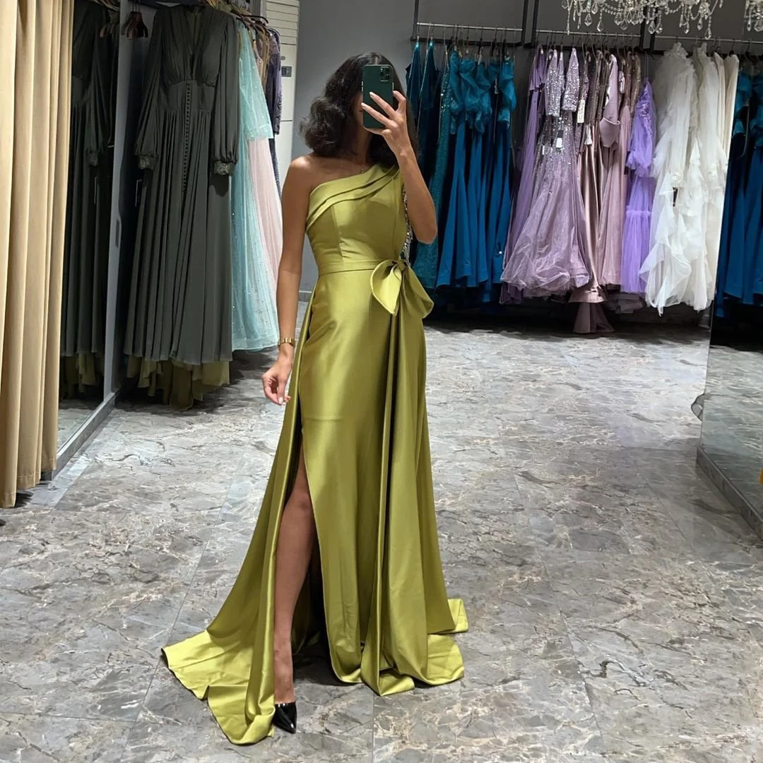 

Eightale Sexy Prom Dresses 2022 One Shoulder A-Line Evening Dress Floor Length High Split Night Cocktail Party Gowns Custom Size