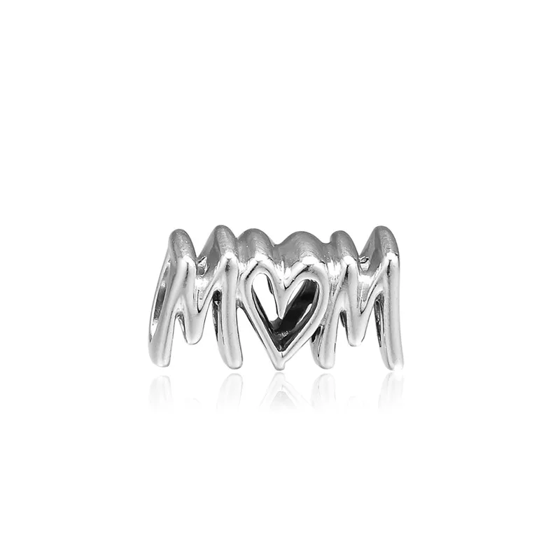 

Mum Script Charm Beads for Snake Chain Bracelets Women Silver 925 Jewelry Mother's Day Beads for Jewelry Making New 2019 Fashion