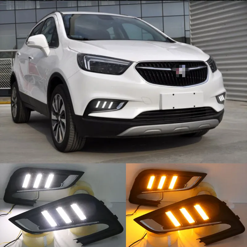 

2 шт. светодиодный для Buick Encore Opel mokka 2017 2018 вождения DRL дневные ходовые огни светильник противотуманная фара реле светодиодный DRL Дневной светильник s