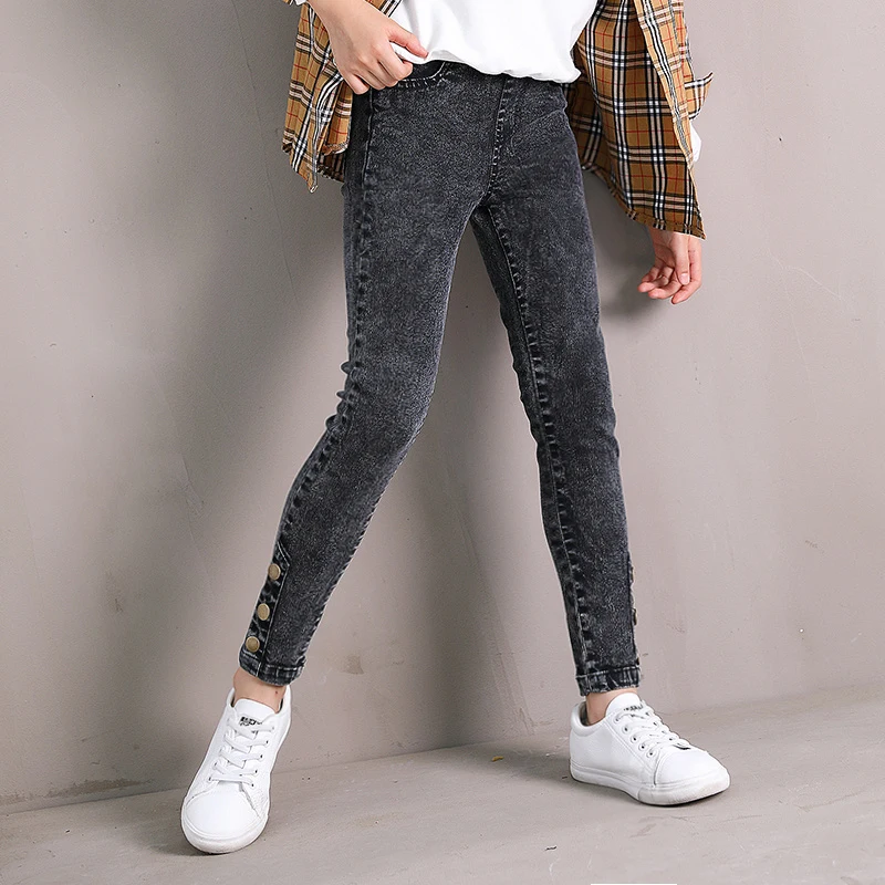 New Arrival Girls Casual Elastic Jeans Spring Fall Children's Fashion Pencil Pants Kids Skinny Jeans Tight-Fitting Trousers P338