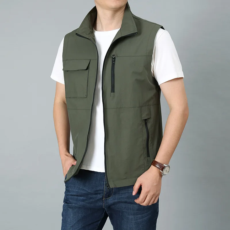 Quick-dry Sleeveless Jacket Men's Vest Outdoor Hiking Fishing Multi-pockets Light-weight Functional Tactical Waistcoat Sizem-6xl