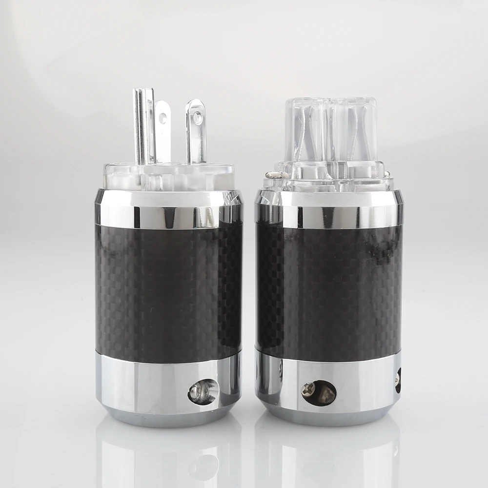 PF820 أسود ألياف الكربون العالية الروديوم مطلي Schuko الولايات المتحدة التيار المتناوب قابس طاقة مع IEC موصل HiFi الصوت الولايات المتحدة نسخة قابس إمداد الطاقة