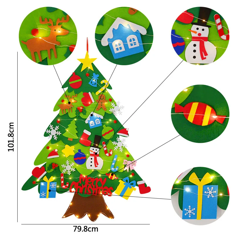 1PCS Decorations Interactive Handmade Children's Felt Christmas Tree Crafts Best-selling Unique Colorful Felt