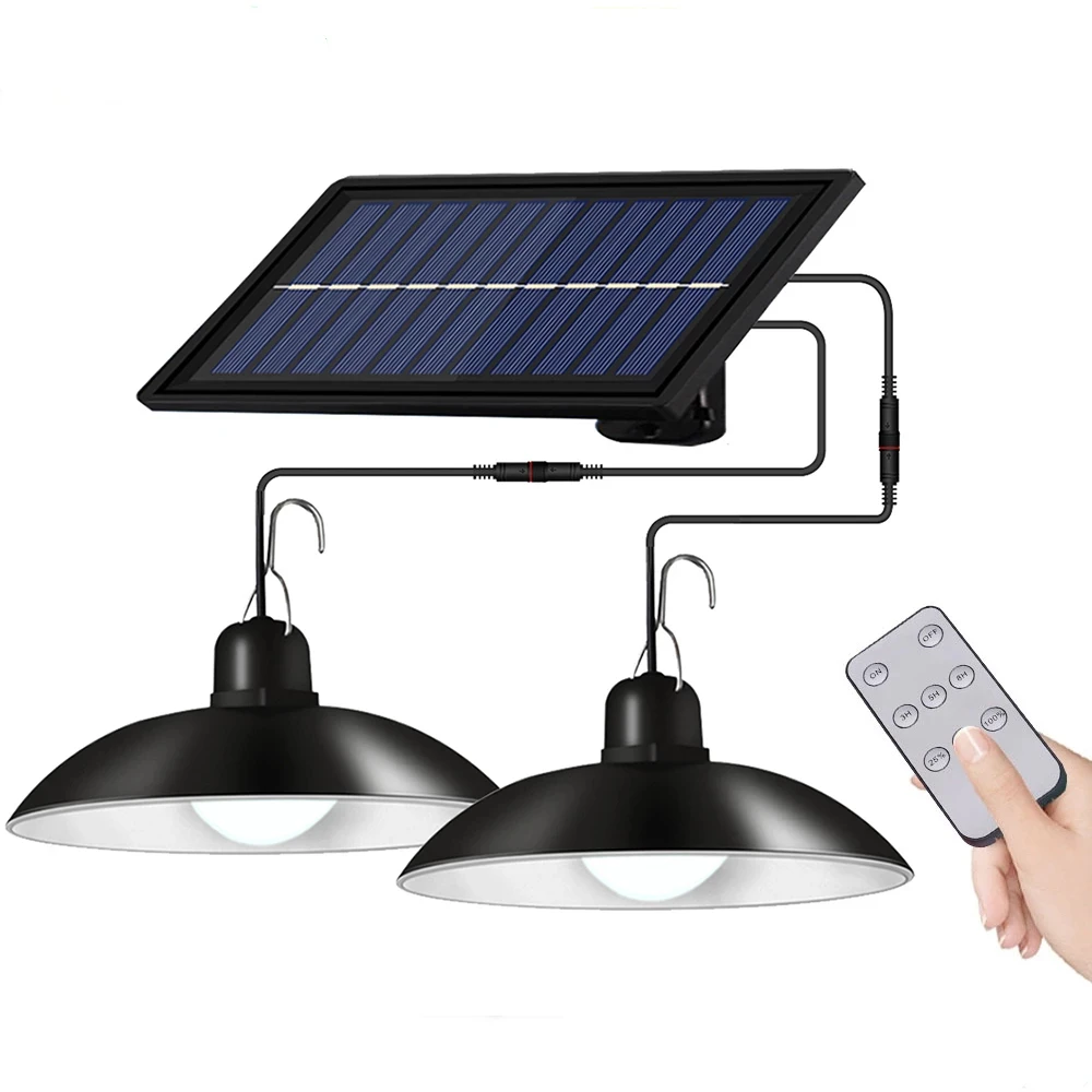 BORUiT Solar Pendant Light Outdoor Chandelier IP65 Waterproof Indoor Timing Solar Lamp With Line Suitable for Courtyard Garden