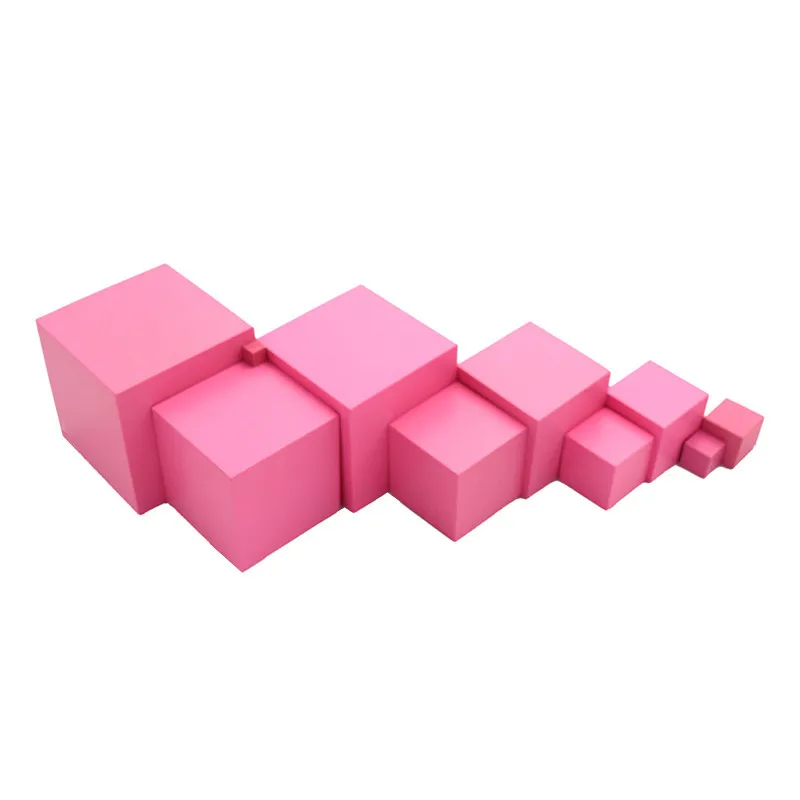 

Wooden Montessori Math Pink Toy Large Wooden Cube Tower 0.7-7cm Preschool Education Children's Day Gift Family Toys