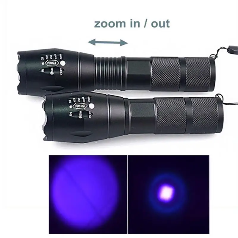 TMWT Ultraviolet 365nM 395nM Flashlight 4W Power LED Aluminum Zoom UV Light Blacklight Torch For Fluorescence Detection