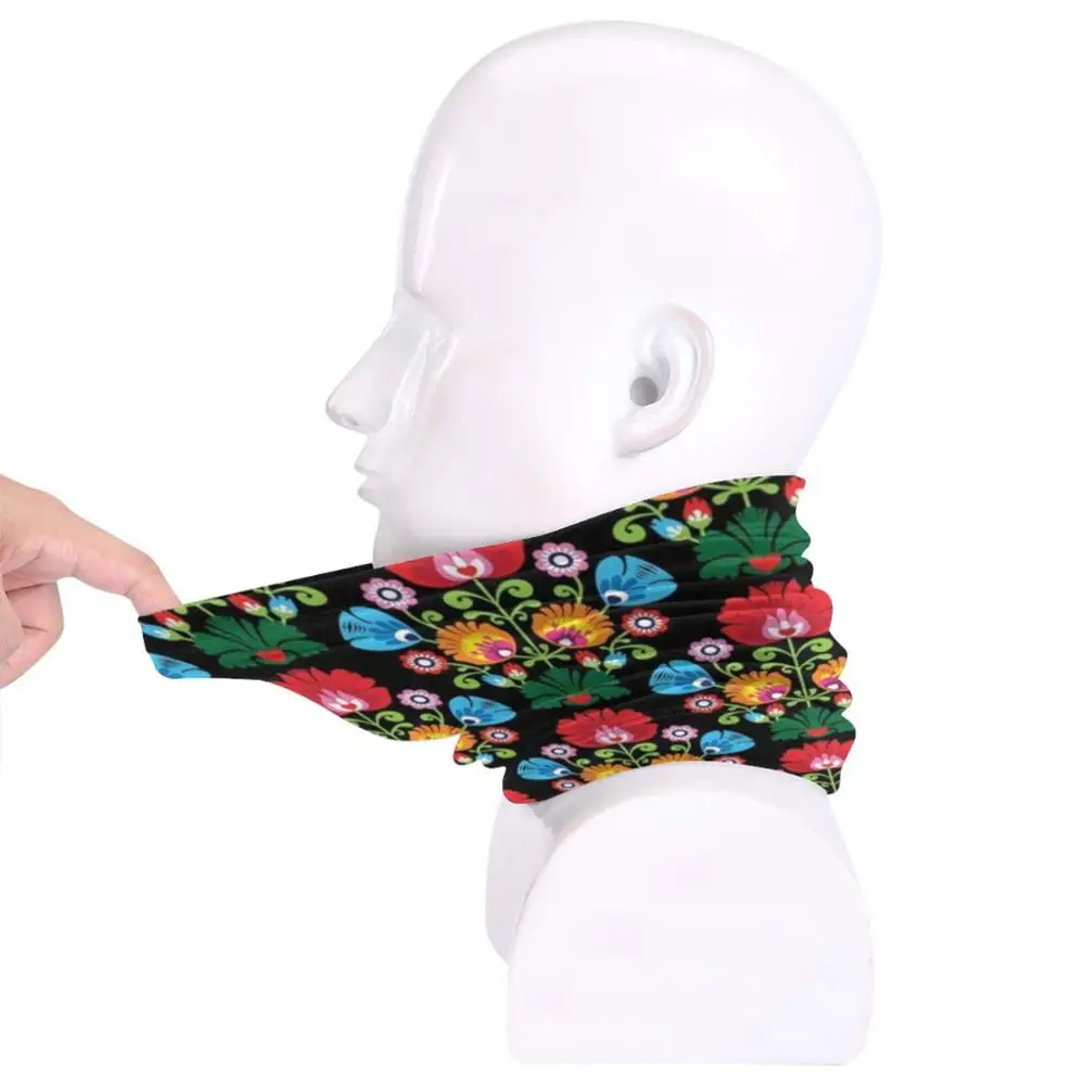 Poland Folk Art Wycinanki Floral Pattern Face Cover Scarf Bandana Headband Outdoor Climbing Warmer Face Mask Poland Polish Folk