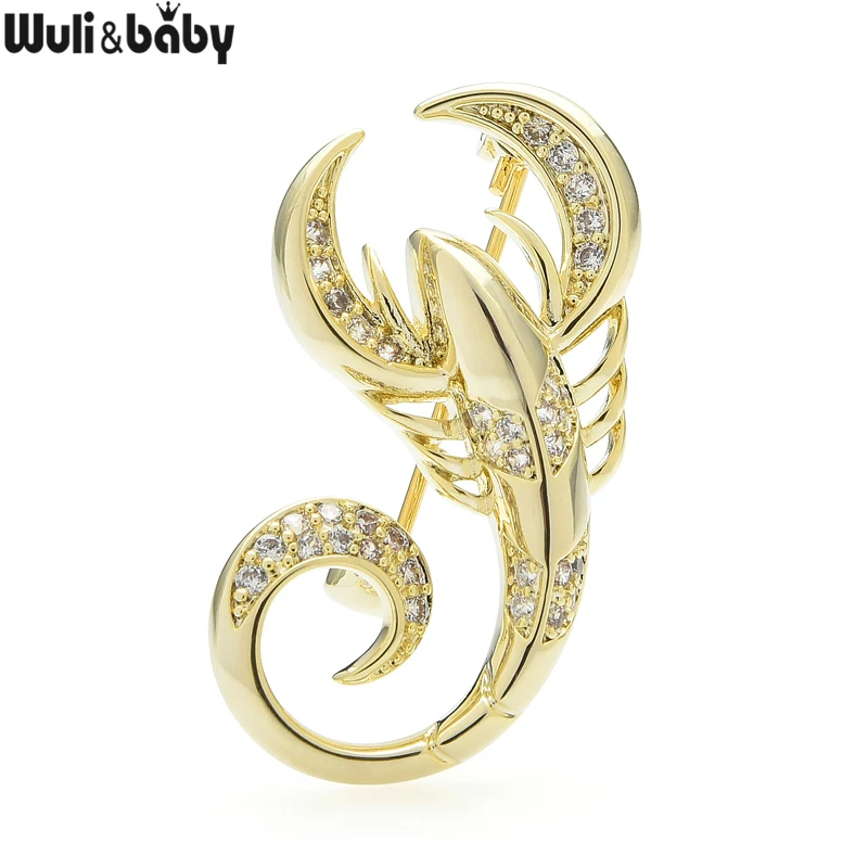 Wuli&baby Czech Rhinestone Scorpion Brooches For Women Unisex 2-color Insect Party Casual Brooch Pins Gifts