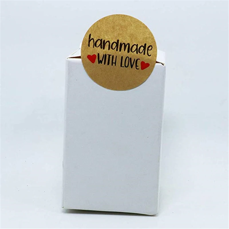500 Pcs/roll Runde Handmade mit Liebe Aufkleber Handgemachte Scrapbooking Etiketten Kraft Kleber Aufkleber Hochzeit Schmücken Etiketten Aufkleber