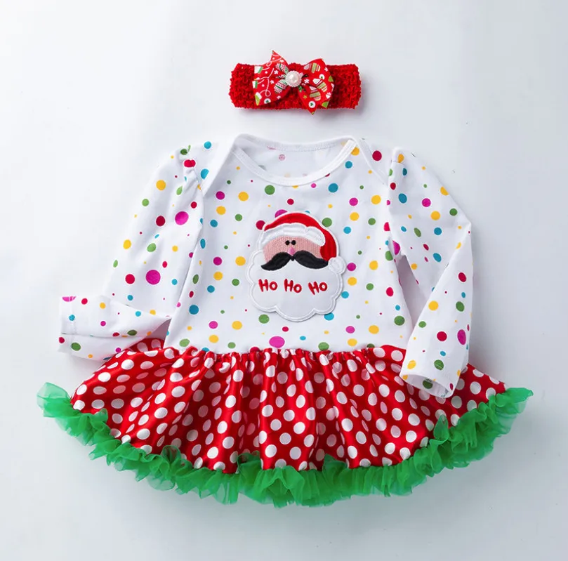 Infant Baby Mädchen 1st Weihnachten Kostüm Santa Claus Strampler mit Polka Dot Tutu Röcke + Schuhe + Stirnband + Socken cosplay Geschenk 0-24M