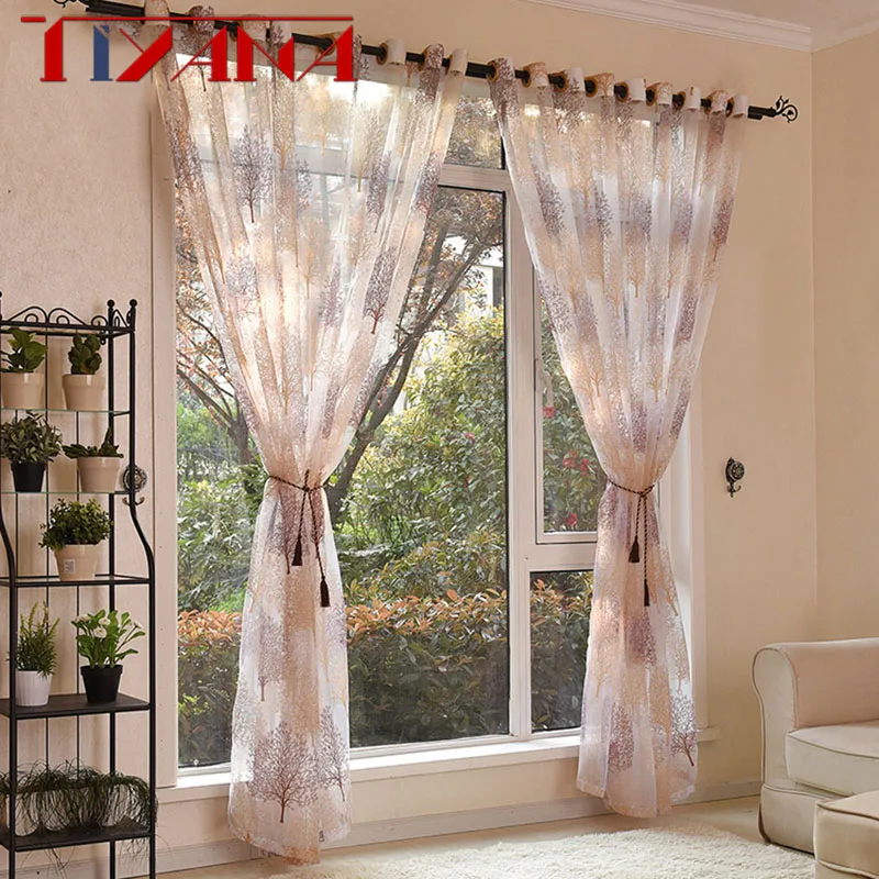 Luxury Tree Sheer Tulle Curtains For Living Room Bedroom Kitchen Voile Sheer Curtain For Windows Drapes Home Decor Cortinas