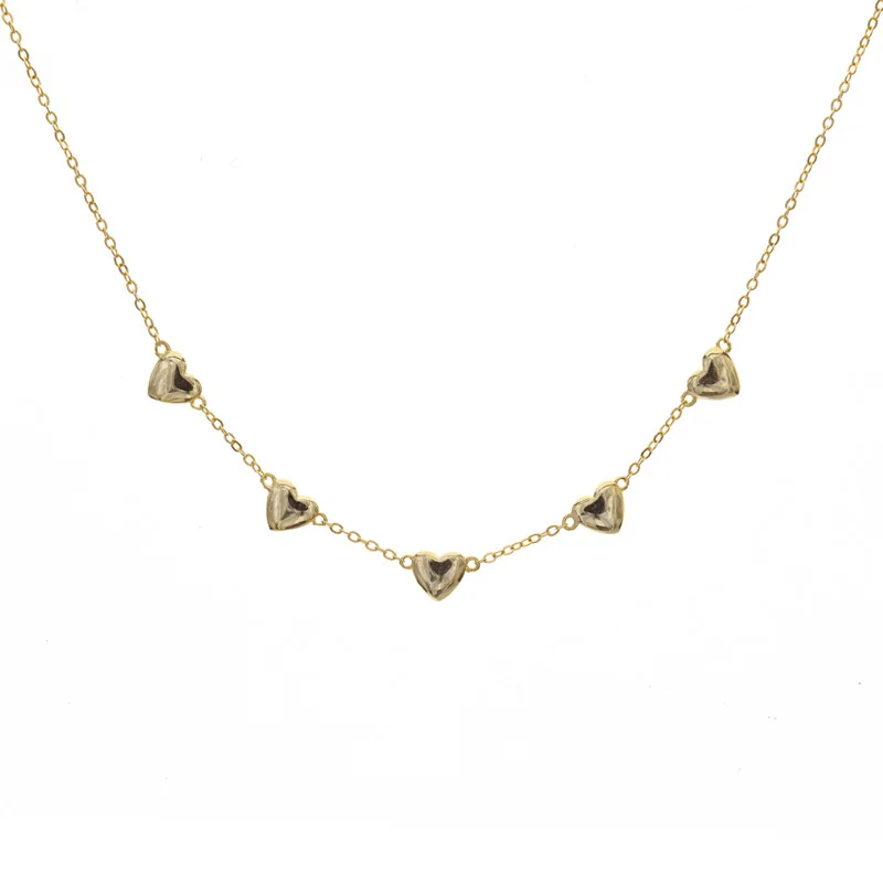 18K Gold Plating Authentic 925 Sterling silver Love Heart Pendant short choker statement station Necklace C-A201A