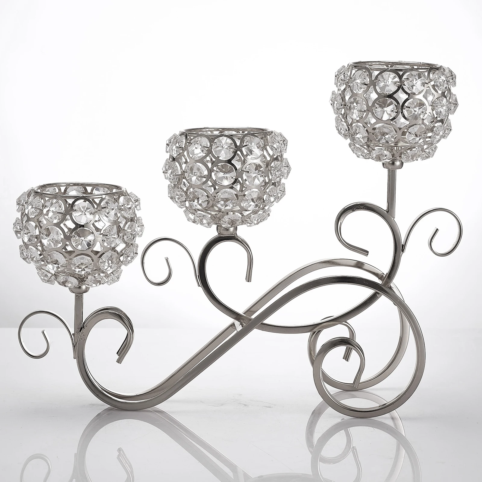Crystal Candle Holder 3 Arms Candelabra Centerpiece Home Decor Centerpiece