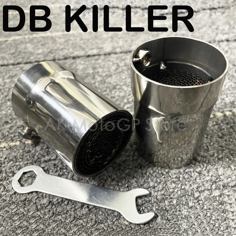 Universal 48MM Front Mid End Catalyst DB Killer for Motorcycle Exhaust Muffler Silencer Noise Sound Eliminator Included Wrench