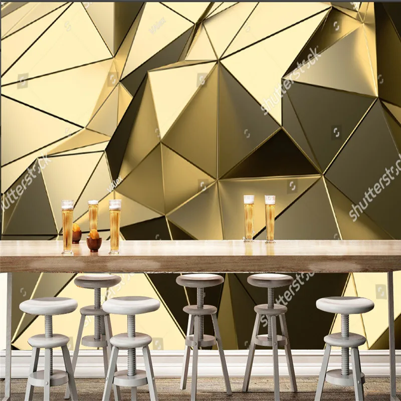 Abstract Golden Polygonal Geometric Wallpaper for Living Room TV Sofa Background Wall Papers Home Decor Mural Papel De Parede 3d