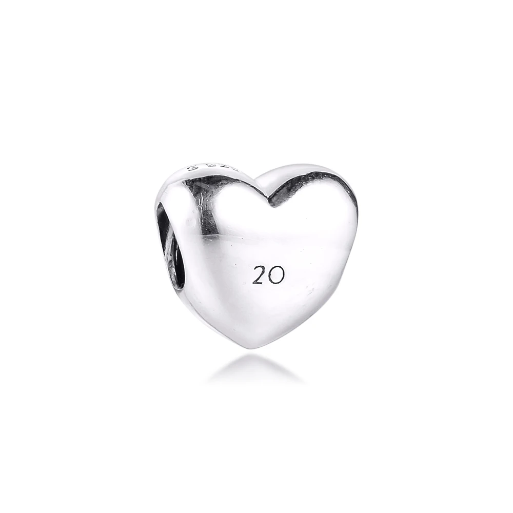 

20th Anniversary Heart Pendant for Bracelets Women 925 Sterling Silver Charm Beads for Jewelry Making Valentine Day