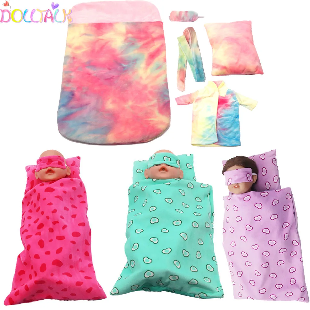 18-inch American Doll Accessories 3PC(sleeping bag+pillow+Blindfold) Sleeping Bag Set For 43-45cm New Bron,BJD,DIY Girl Dolls