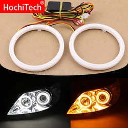 Cotton White and Yellow Switchback  Rings Angel Eye 60mm 70mm 80mm 90mm 100mm 110mm 120mm Auto DRL Eyes with Turning Signal