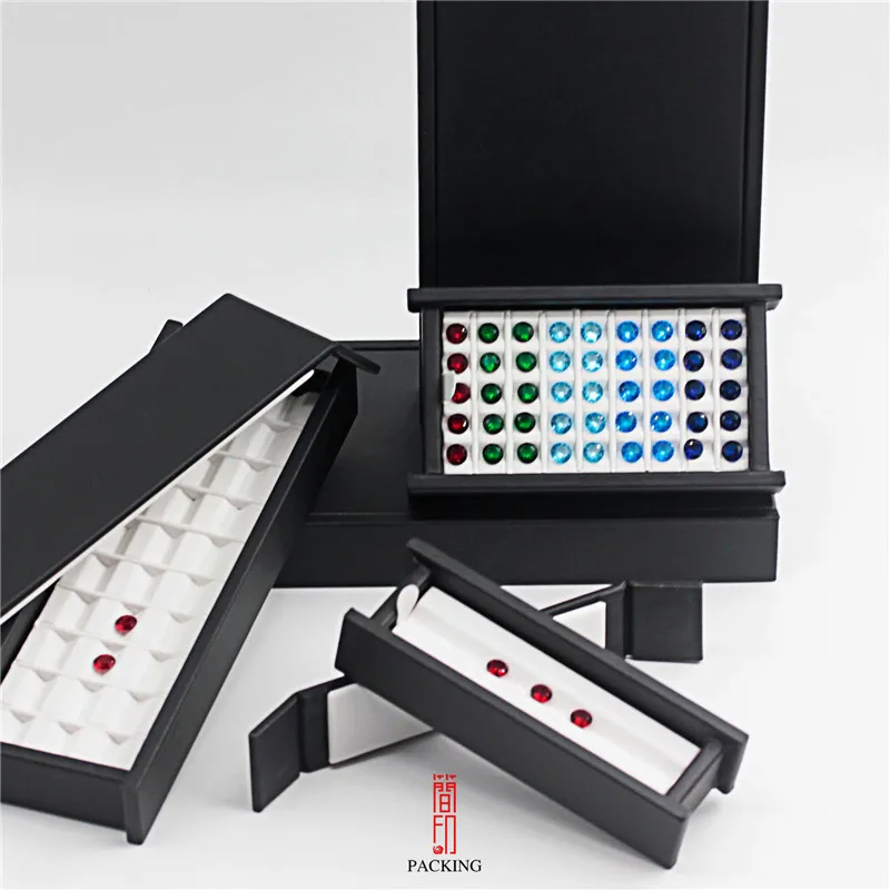 Großhandel große mehrstellige Edelstein Aufbewahrung sbox, Diamant Display Box, V-Nut bunte Edelsteine Box,Porta blegem Display Tablett mit Deckel