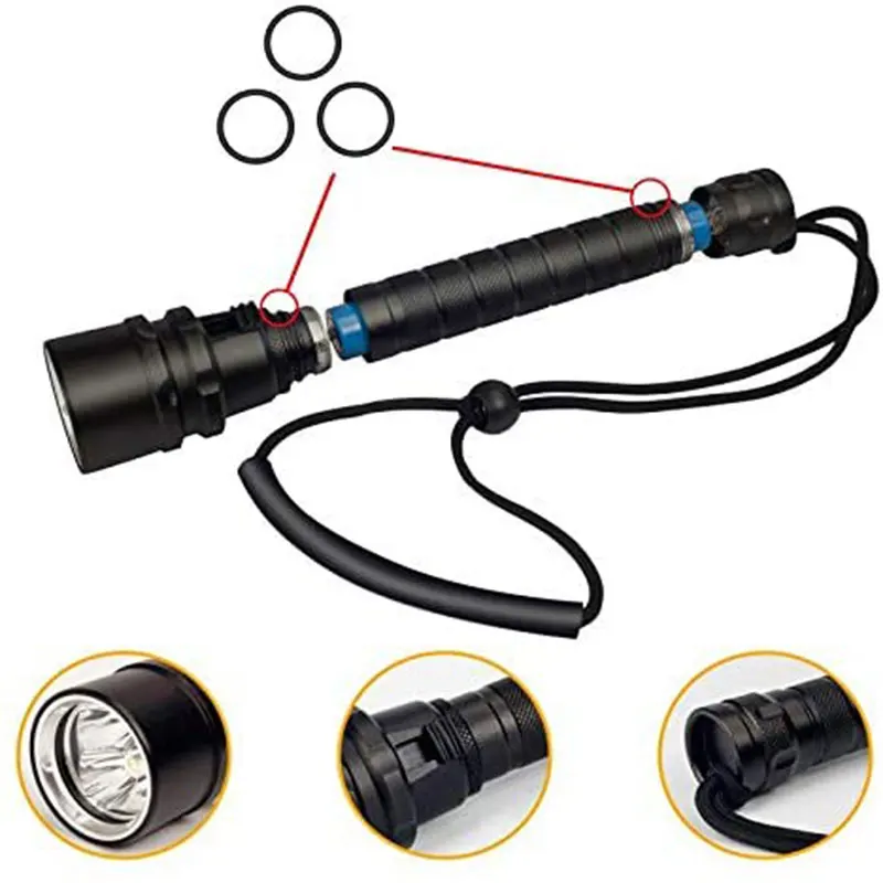 TMWT Waterproof Scuba Diving Flashlight 3000K Yellow 3LED Flashlight, 3000 Lumens Underwater Submersible Torch