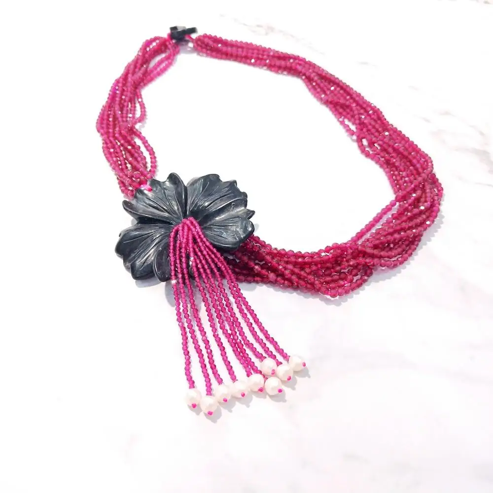 Lii Ji Stocksale Necklace Labcreated Rubys Jades Statement Tassels Necklace Only 1PCS each stock Jewelry for Women