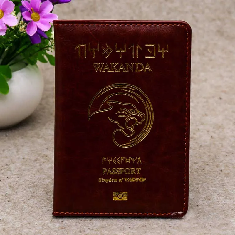 Fahion Wakanda Travel Accessories Gold Stamp Leopard Passport Holder PU Leather Travel Passport Cover Case Card ID Holders