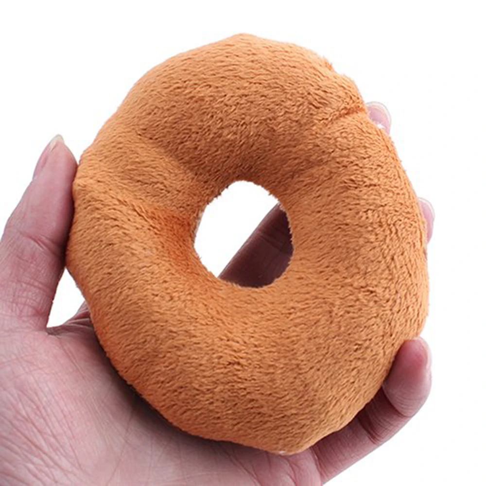 Pet Puppy Cat Donuts Squeaky Plush Toy Chew Squeaker Sound Dog Play Bite Toys Watermelon Ice Cream Star Banana Lobster Orange