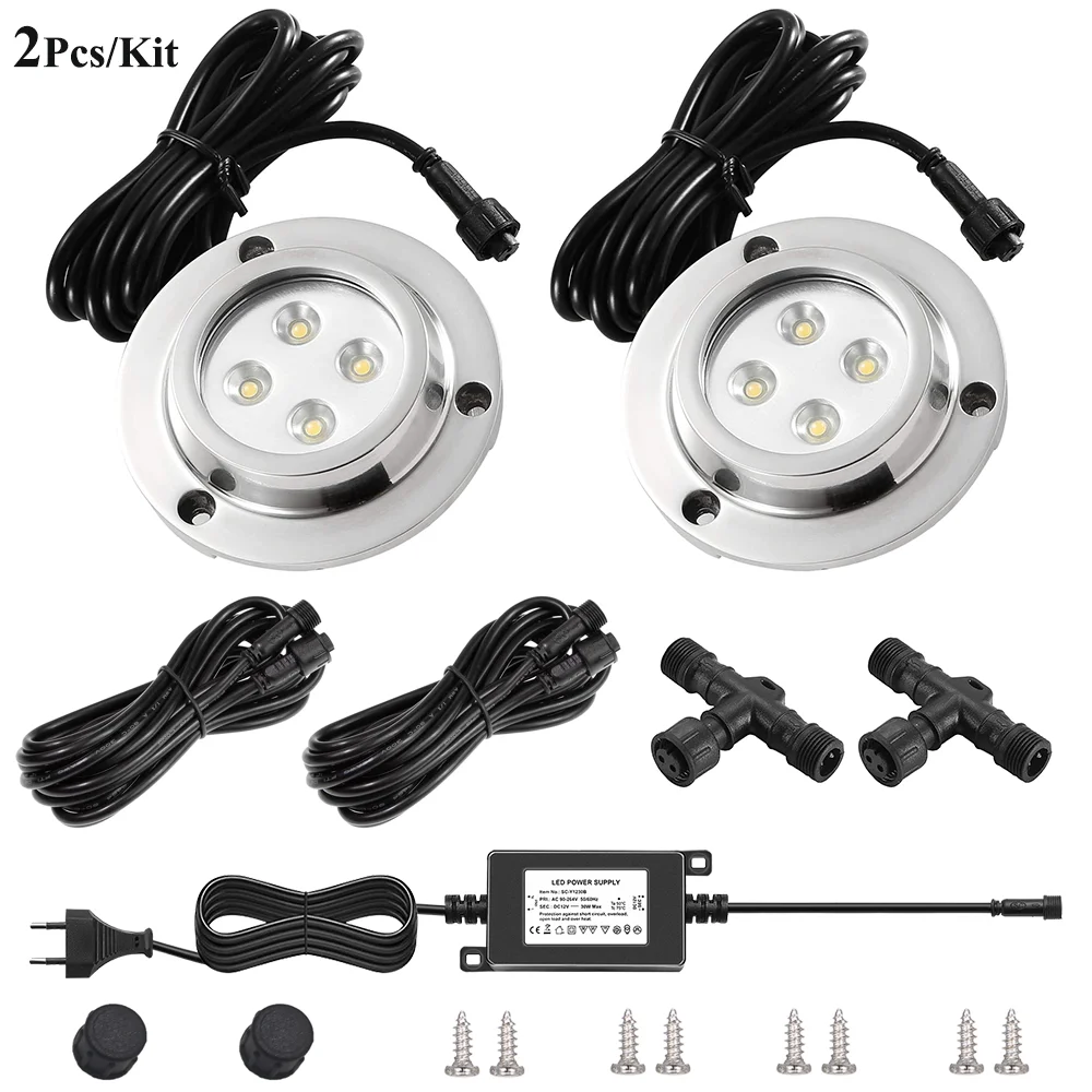 

2pieces DC12V 10W IP68 Swimming Pool LED Boat Underwater Light Seamship LED Lamp Warm White(3000K),Cold White(6000k),Blue,RGB