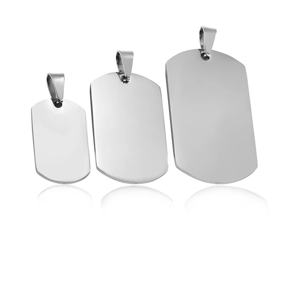 10 pcs  Stainless Steel Military Army Style ID Blank Dog Tags Pendant Rectangle Necklace Jewelry Accessories Dropship