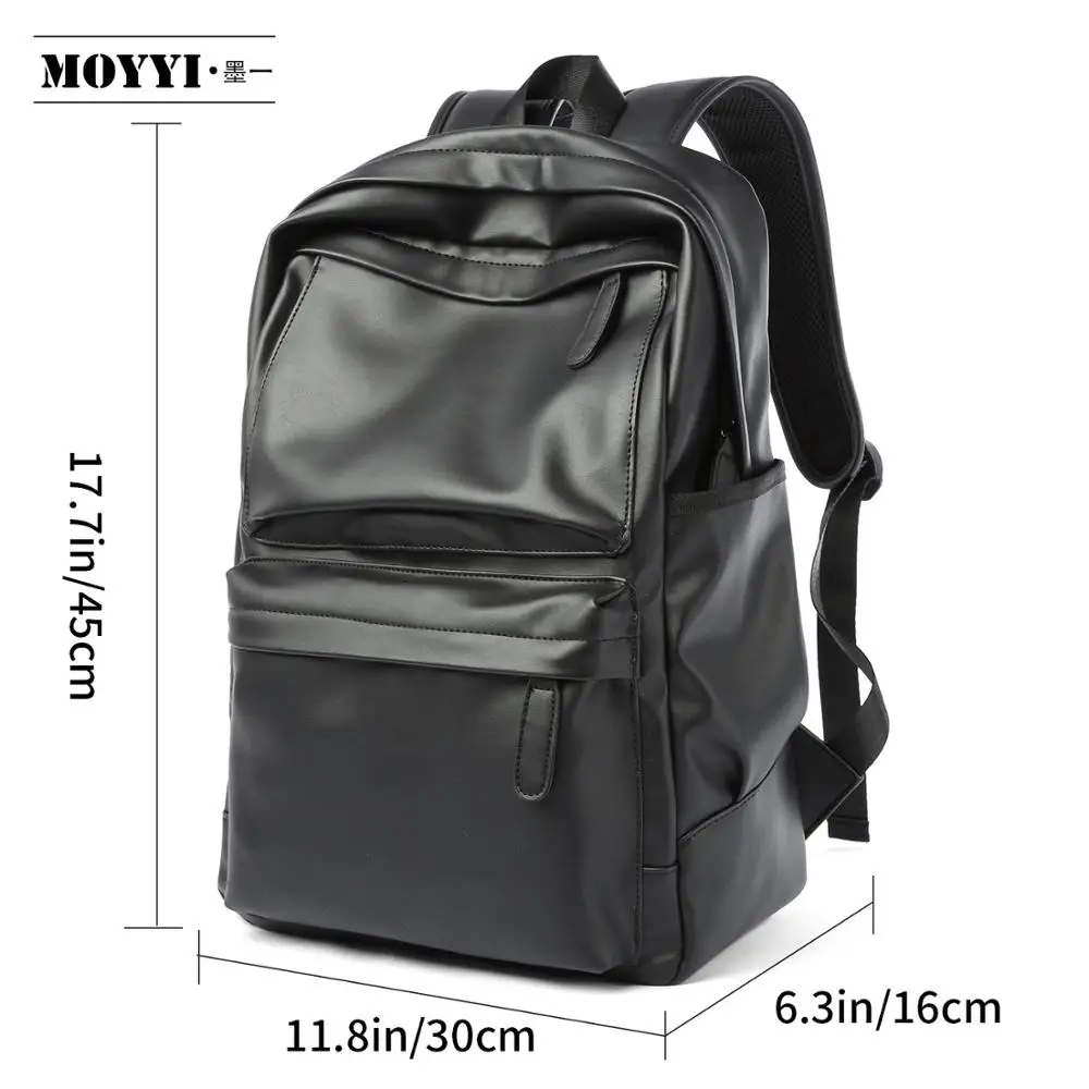 Imagem -02 - Mochila Escolar de Couro Impermeável para Homens Bolsa de Viagem Casual Bolsa de Livros Masculina Menino Marca de Luxo