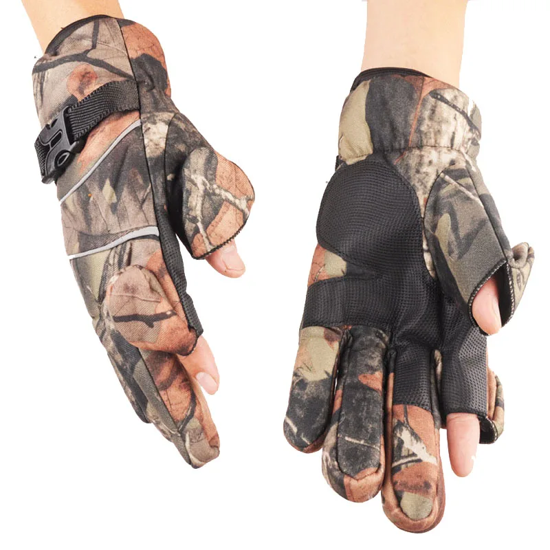 Winter Windproof Velour Gloves Thick Cutton Three Finger Cutting Outdoor Sports photography Fishing Hunting Hiking Skiing