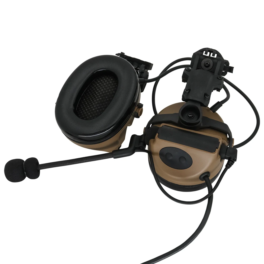 Tactical sponge earmuffs, electronic noise reduction pickups, hearing protection COMTACII ARC helmet rail adapter(CB)