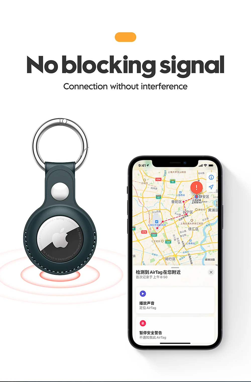 Vothoon PU-Lederhülle für Apple Airtag, Schutzhülle für Apple Locator Tracker, Anti-Verlust-Gerät, Schlüsselanhänger – Detail 6