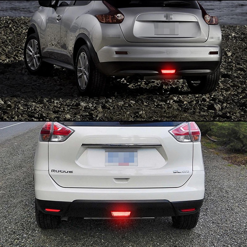 1PC High Power Super Bright Red 3D Optic Car LED Rear Fog Lamp 3rd Brake Stop Light For Nissan Juke Rogue Murano Tail Light 12V