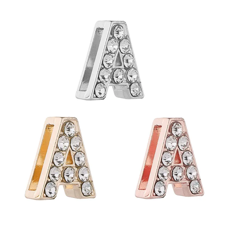 3Pcs/Lot 26 English Letters Charm Slide Beads Fits 10mm Stainless Steel Mesh Bracelets For Women Fashion Jewelry Gift Making