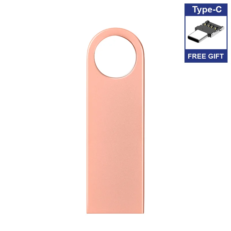 Top quality Metal USB flash drive 2.0 Pen Drive 8GB 16GB 32GB Memory Stick pendrive 128gb 256gb Free type c or micro adapter