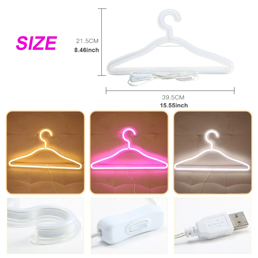 Light LED Neon Coat Clothing Hanger Holder Light Clothes Hanger Pant Storage Cloth Rack Shelf Racks Scarf clothes Storage D30