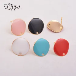 20pcs Gold Enamel Round Earring Setting Connector Charms High Quality Red Blue Black Earrings Findings