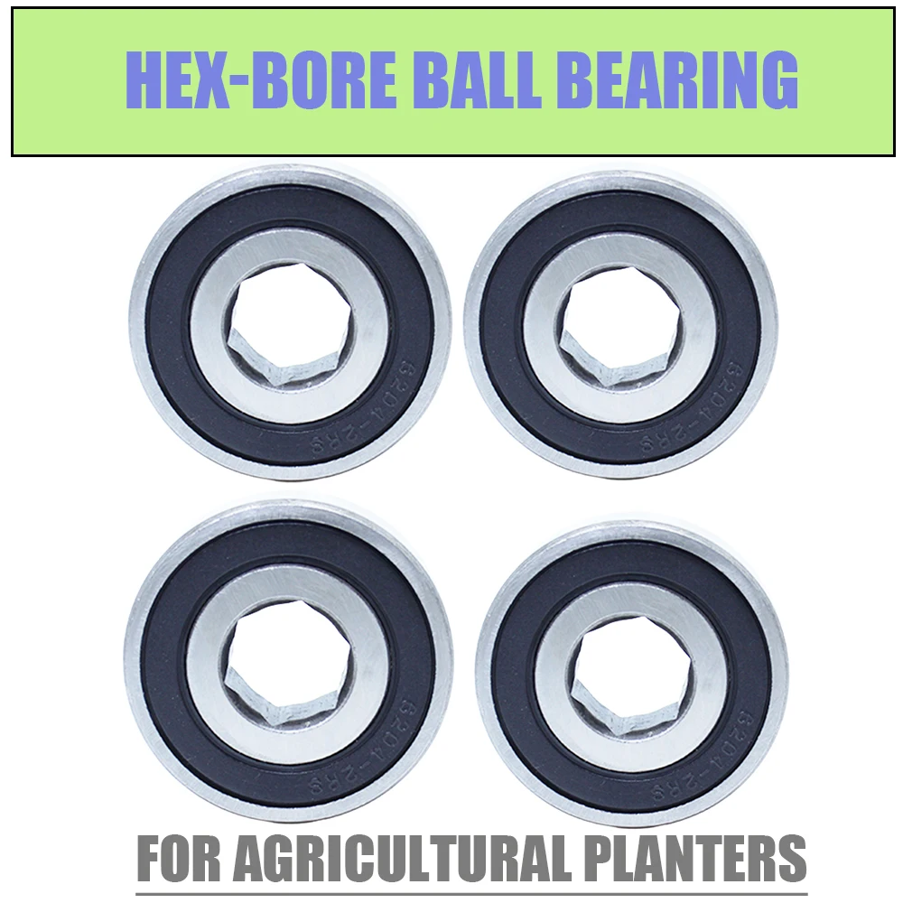 6004RS Hexagon Bearing ABEC-1 (4 PCS) Inner 16mm 17mm 18mm 20mm Non-standard Hex-Bore Bal Bearing For Agricultural Planters